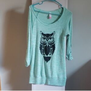 No Boundaries Mint Green Owl Tunic